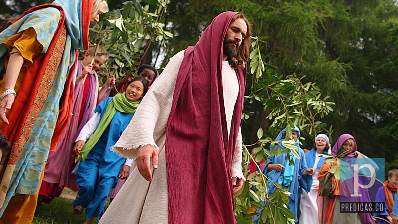Jesus entra a Jerusalen con palmas, semana de ramos